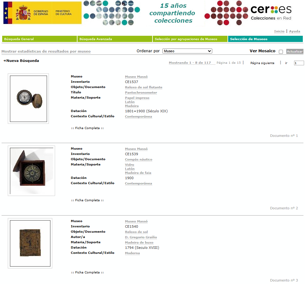 Pantallazo de Ceres (criterio de busca)