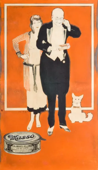 Bosquexo para cartel publicitario de conservas Massó realizado por Federico Ribas Montenegro (cara a 1930) Bosquexo para cartel publicitario de conservas Massó realizado por Federico Ribas Montenegro (cara a 1930)