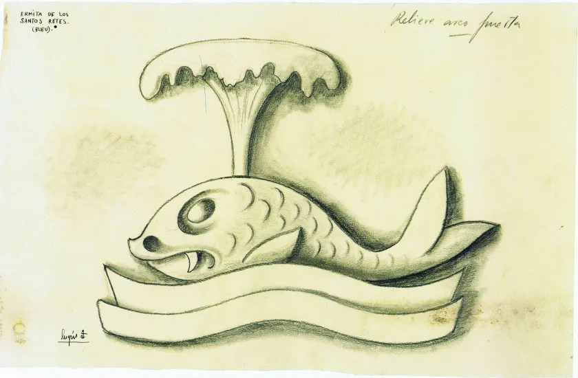Bosquexo para a decoración da capela dos Santos Reis de Bueu realizado por Urbano Lugrís González (1946-1947)