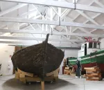 Sala da actividade portuaria instalada na nave da antiga conserveira